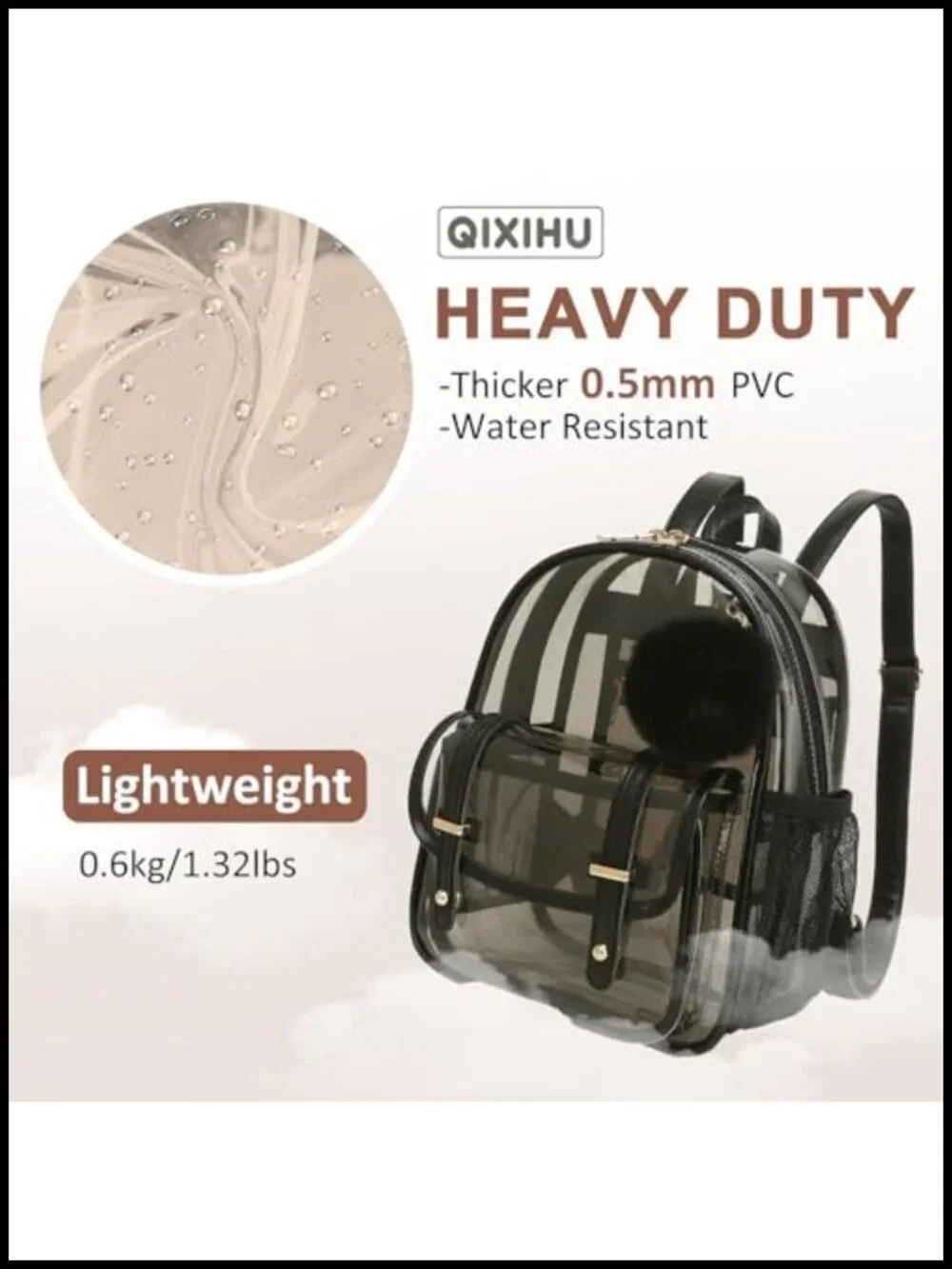 Clear Backpack for Stadium Events, Small Transparent Bookbag for Women Girls